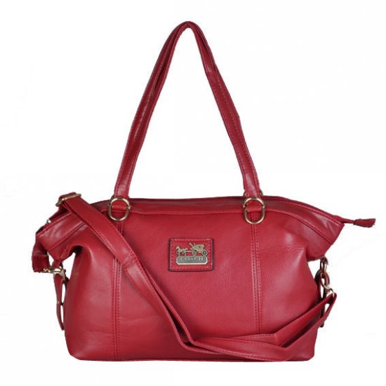 Coach Bleecker Logo Charm Medium Red Satchels DWS - Click Image to Close